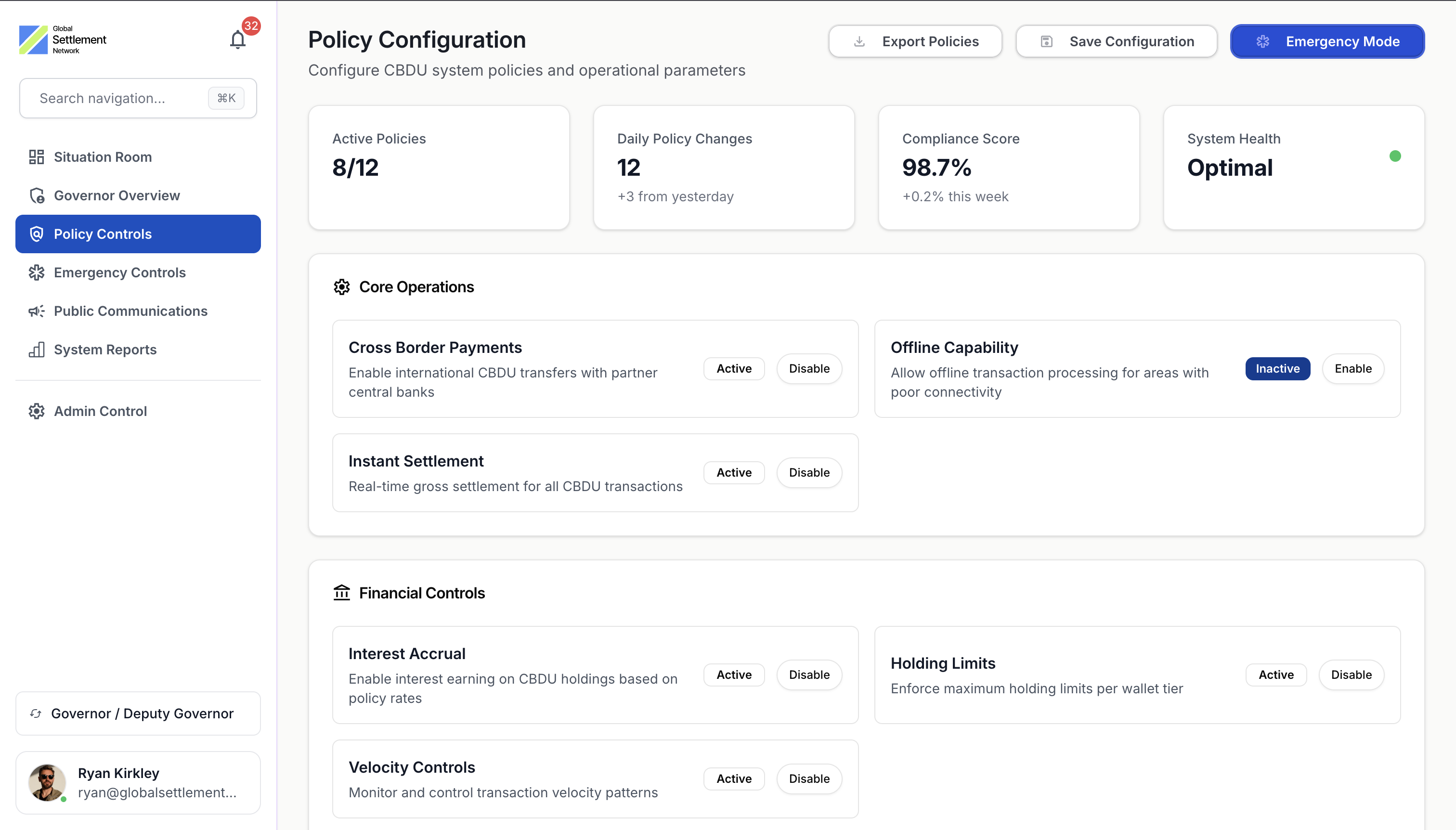 Policy Engine Configuration interface with programmable rules